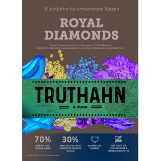 Royal Diamonds Katzen Trockenfutter für erwachsene Katzen Truthahn & Huhn 70% Truthahn & Huhn