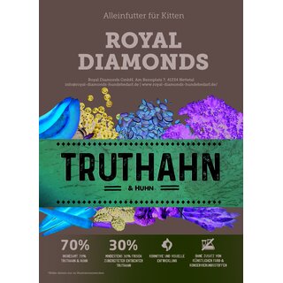 Royal Diamonds Kitten Trockenfutter für Kitten Truthahn & Huhn 70% Truthahn & Huhn