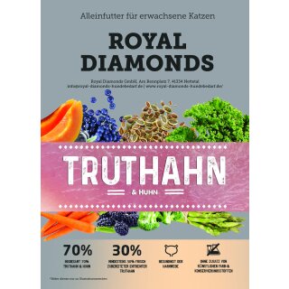 Royal Diamonds Katzen Trockenfutter für erwachsene Katzen Truthahn & Huhn 70% Truthahn & Huhn 5 kg