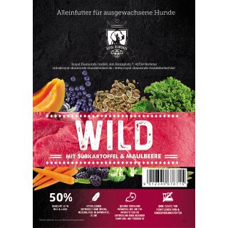 Royal Diamonds Basic Hunde Trockenfutter Wild (Hirsch) mit Süßkartoffel & Maulbeerei 50% Wild