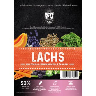 Royal Diamonds Basic Hunde Trockenfutter kleine RassenLachs mit Forelle, Süßkartoffel & Spargel 53% Fisch