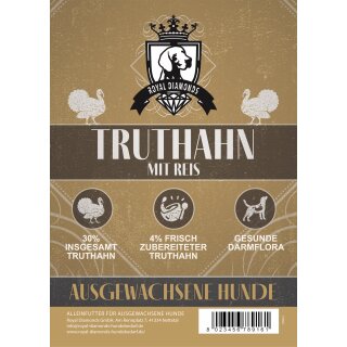 Royal Diamonds Classic Hunde Trockenfutter Truthahn mit Reis 30% Truthahn